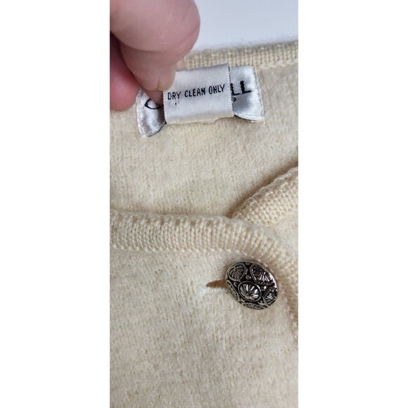 Carroll Reed Vintage Womens Wool Cardigan Sweater Silver Buttons Size 12 Large - Picture 12 of 13